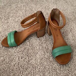 Teal strap heel sandals